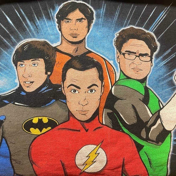 The Big Bang Theory t-shirt with DC Comic Super Heroes men’s graphic tee - Picture 4 of 6